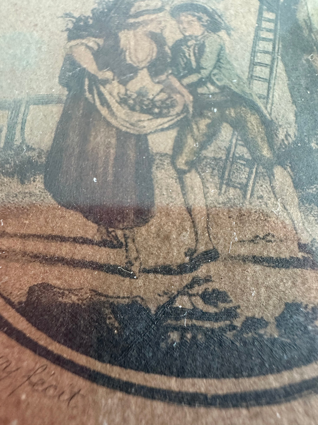 Gravure d'époque ronde cadre en bois napoléon III