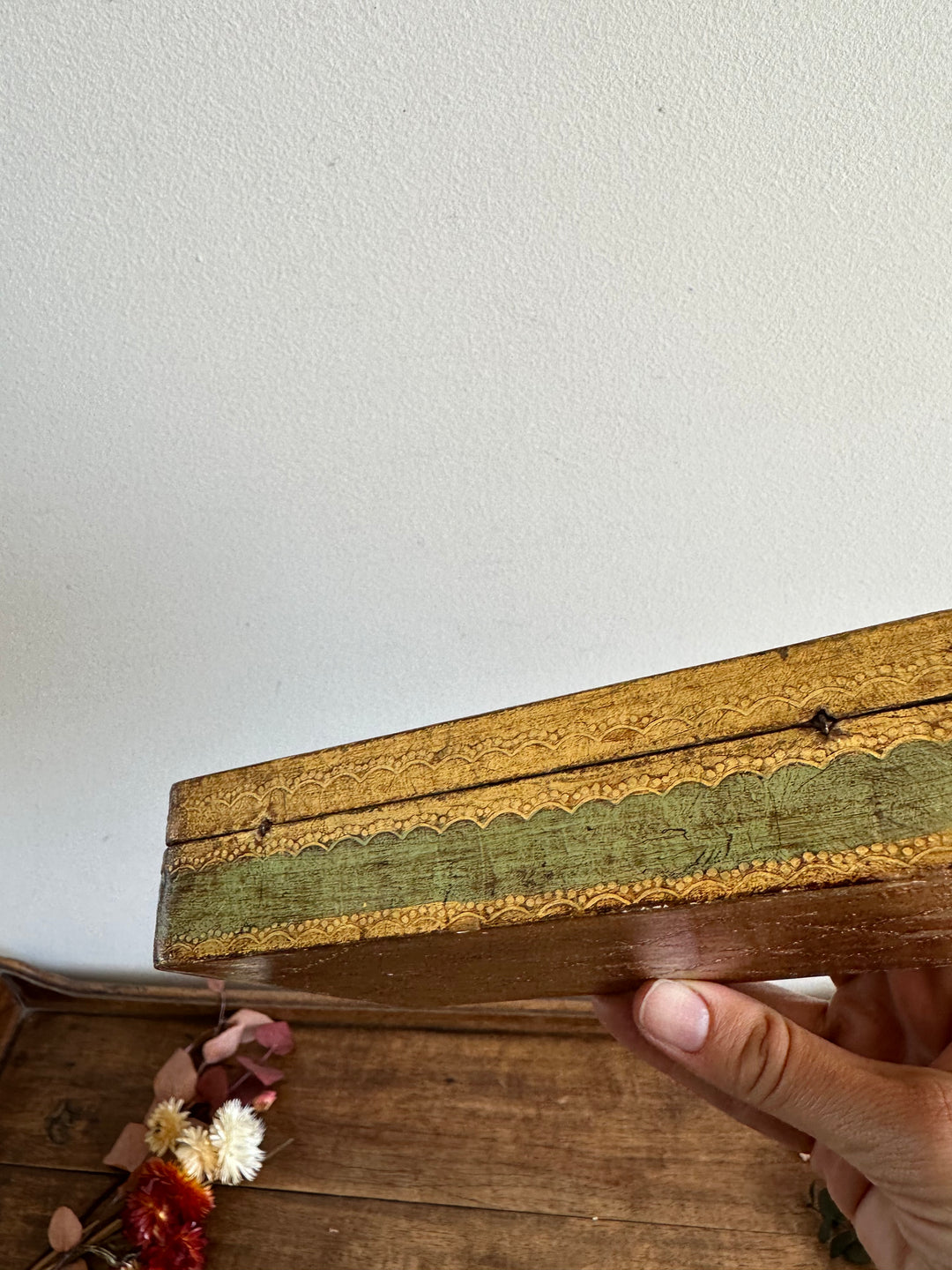 Boite en bois style florentin pour jeux de carte