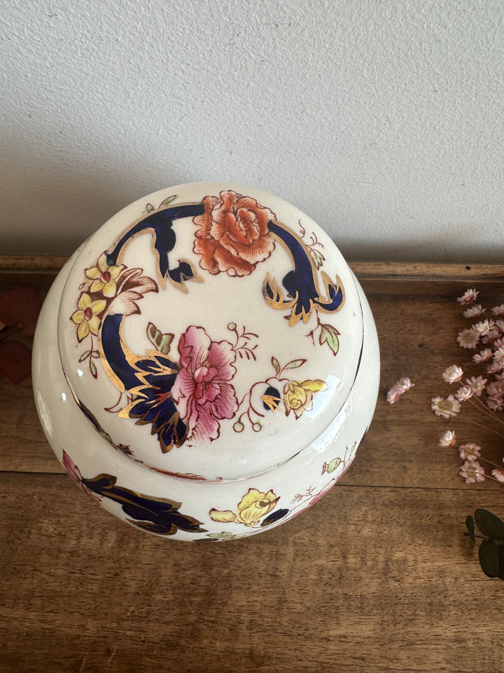 Pot en porcelaine peinte avec couvercle Made in England