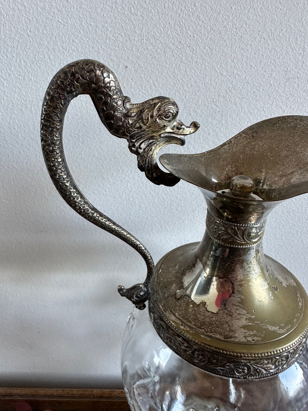 Carafe en verre et métal argenté liqueur de Bologne