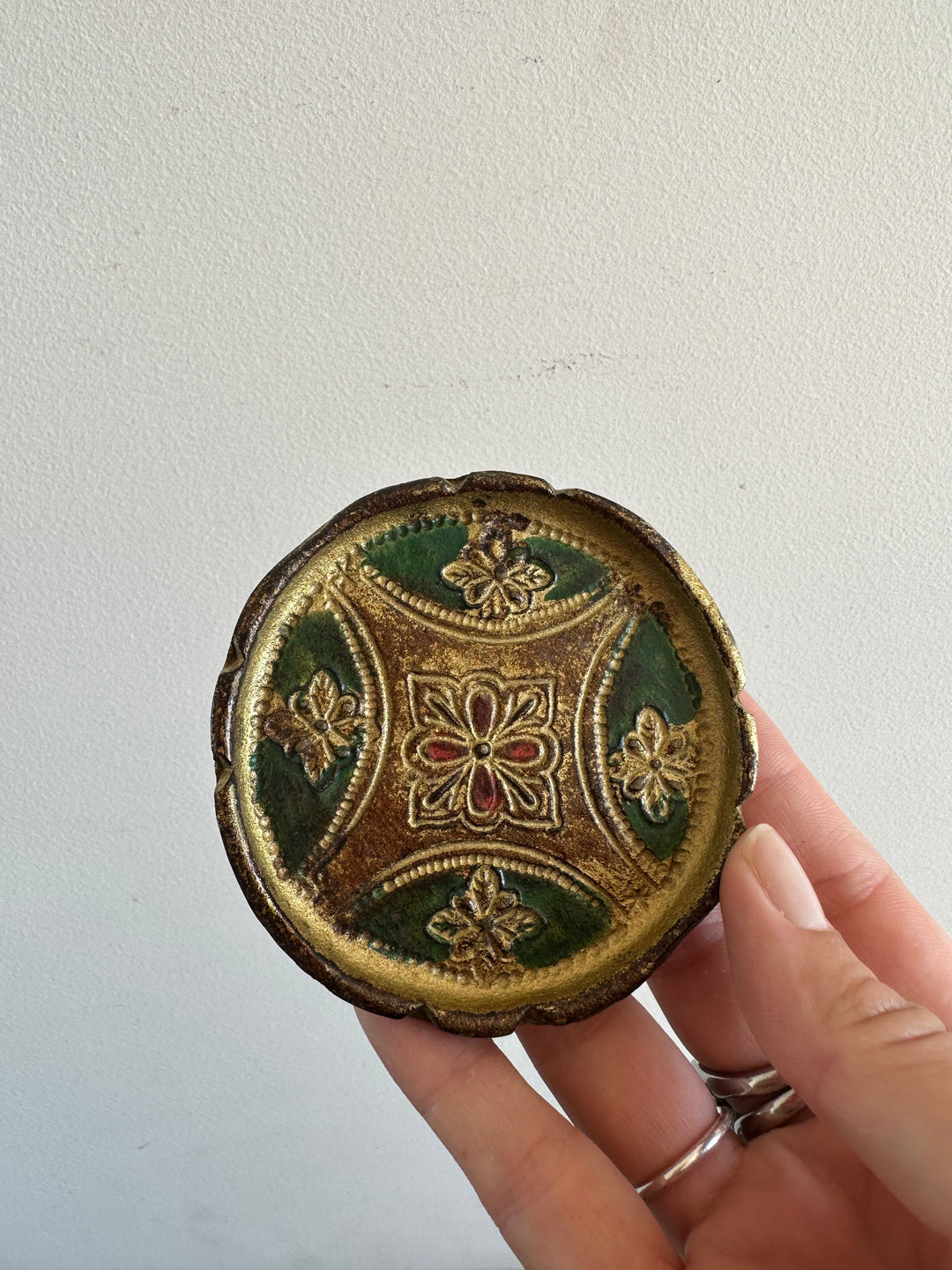 Sous verre en bois florentin or et vert x 6