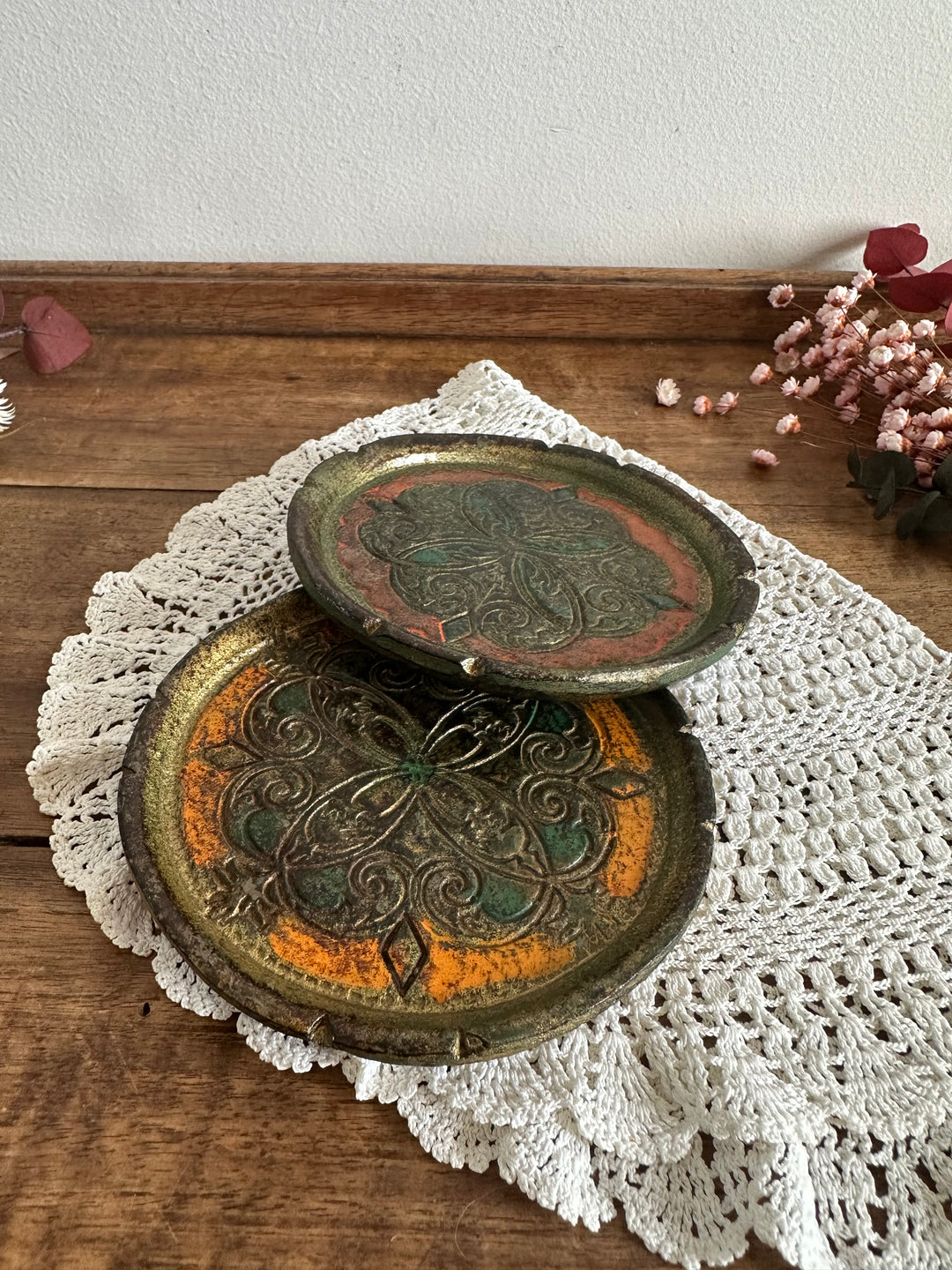 Dessous de bouteille florentin vert et orange