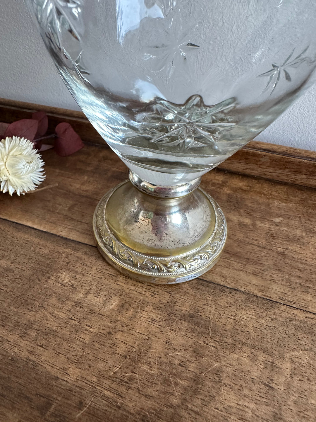 Carafe en verre et métal argenté liqueur de Bologne