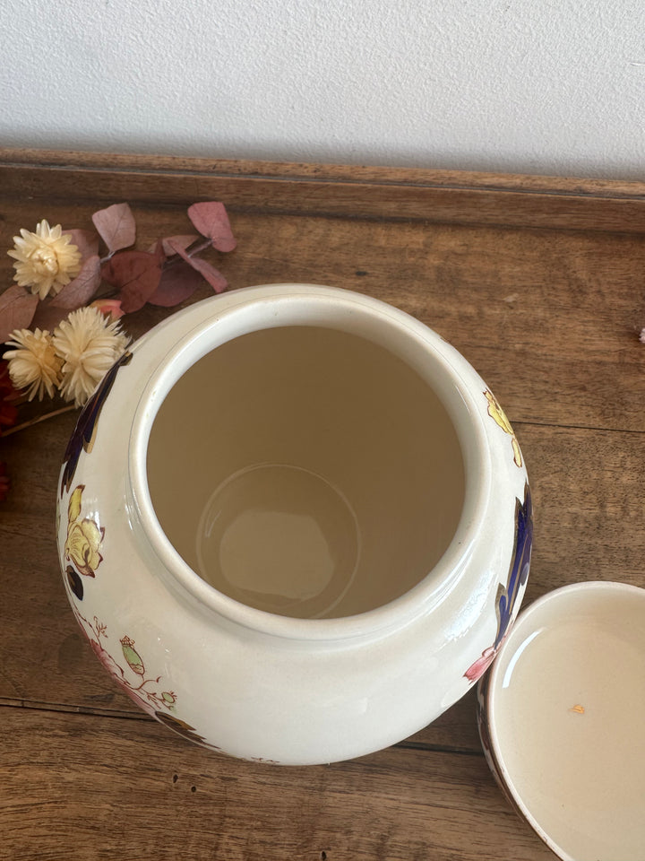 Pot en porcelaine peinte avec couvercle Made in England