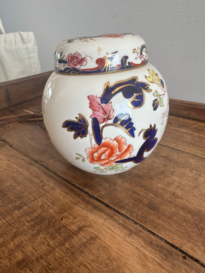 Pot en porcelaine peinte avec couvercle Made in England