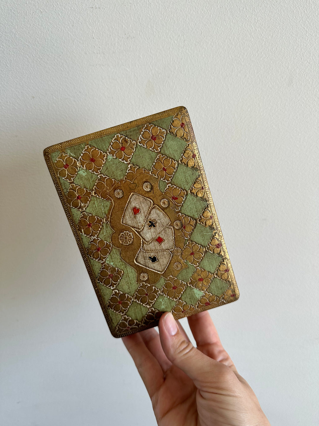 Boite en bois style florentin pour jeux de carte