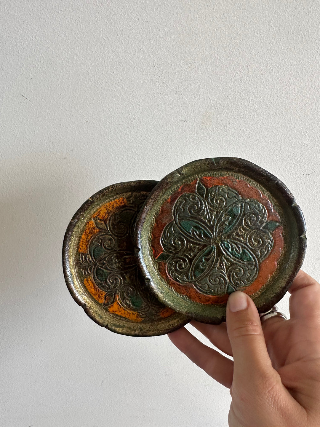 Dessous de bouteille florentin vert et orange