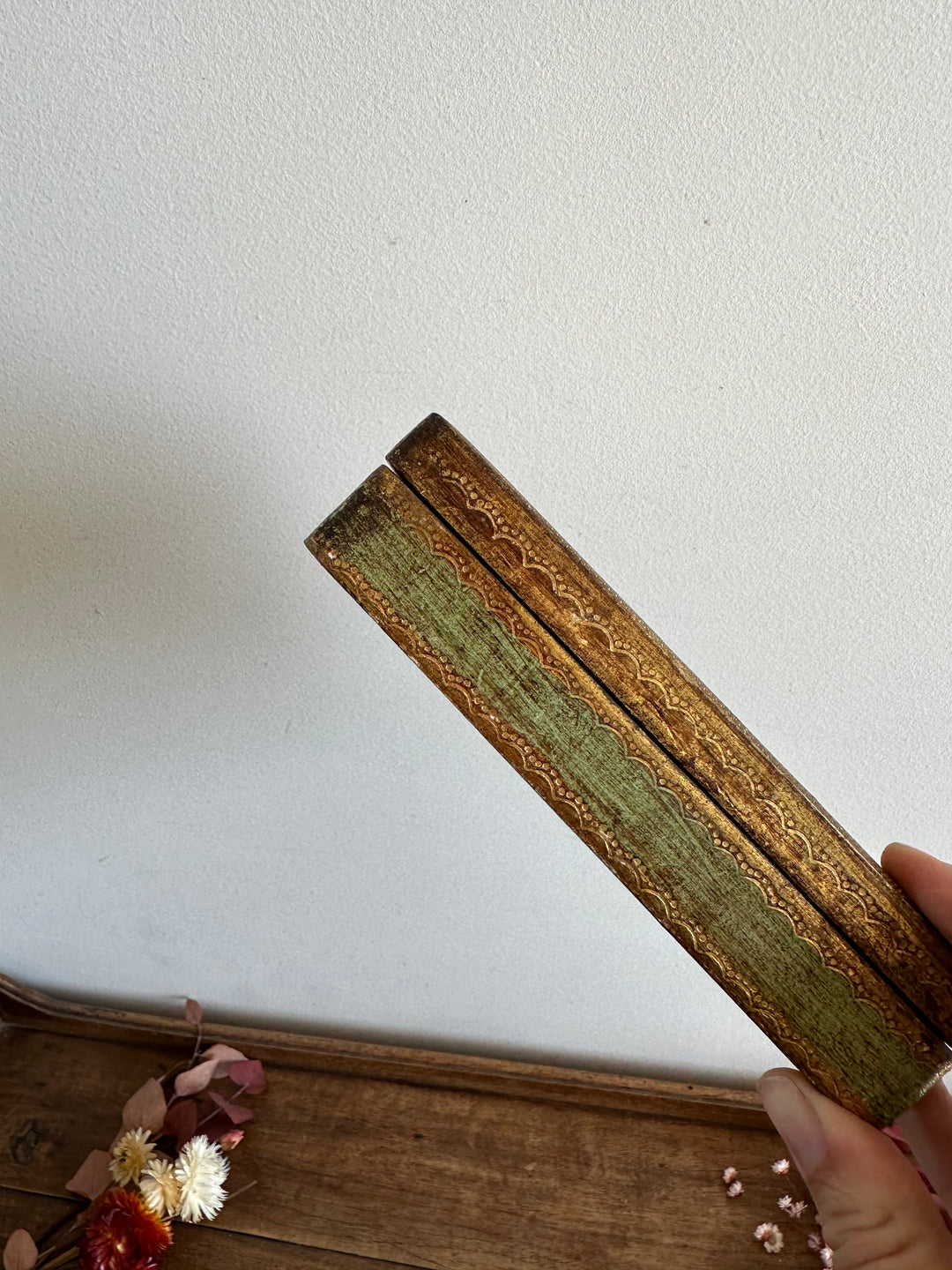 Boite en bois style florentin pour jeux de carte