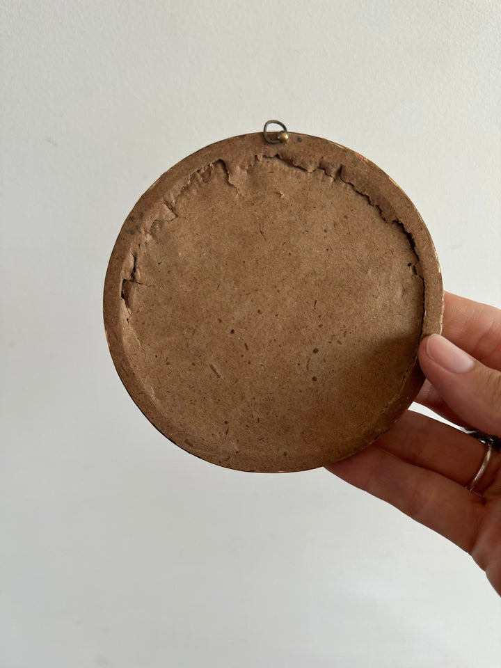 Gravure d'époque ronde cadre en bois napoléon III