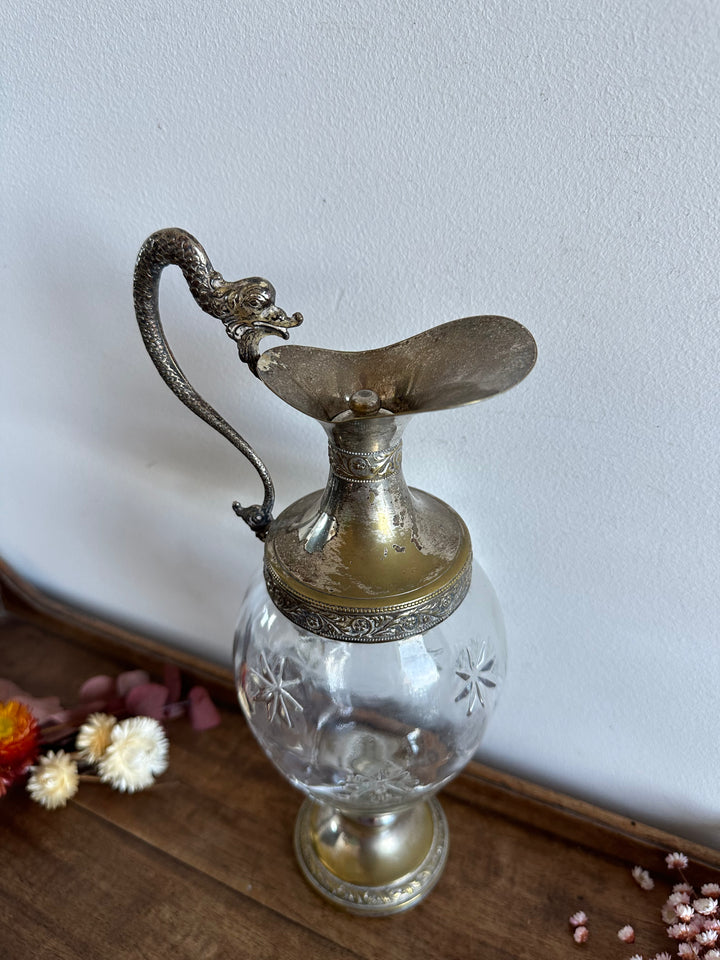 Carafe en verre et métal argenté liqueur de Bologne