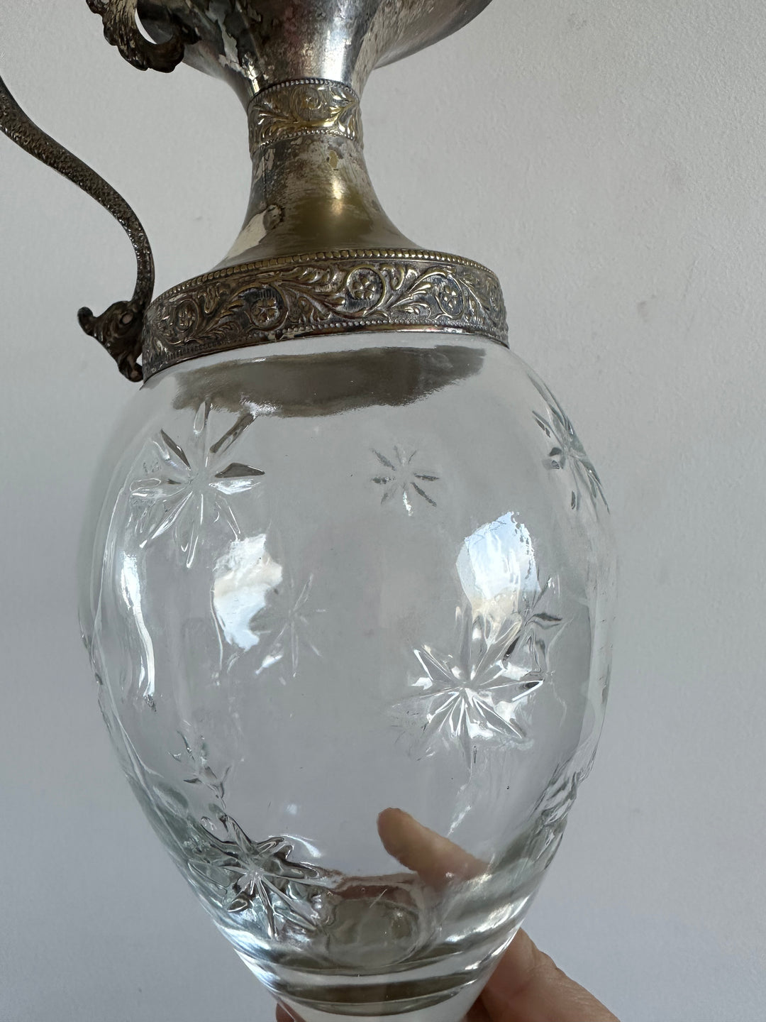 Carafe en verre et métal argenté liqueur de Bologne