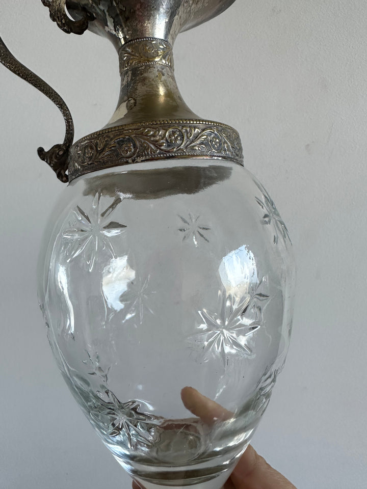 Carafe en verre et métal argenté liqueur de Bologne