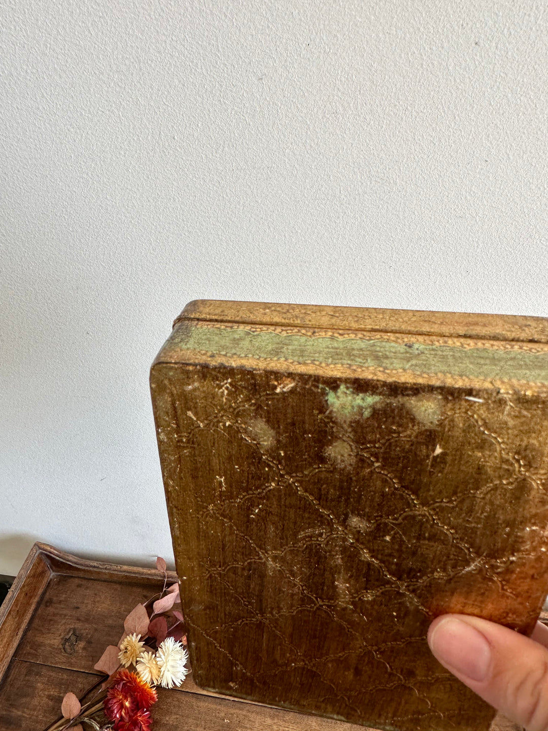 Boite en bois style florentin pour jeux de carte