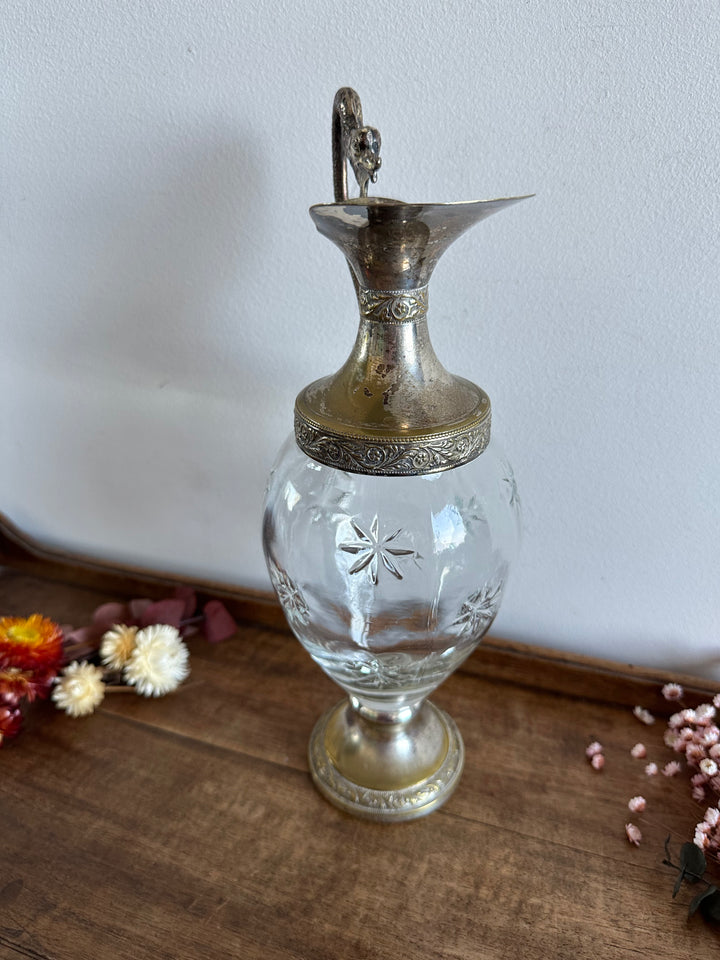 Carafe en verre et métal argenté liqueur de Bologne