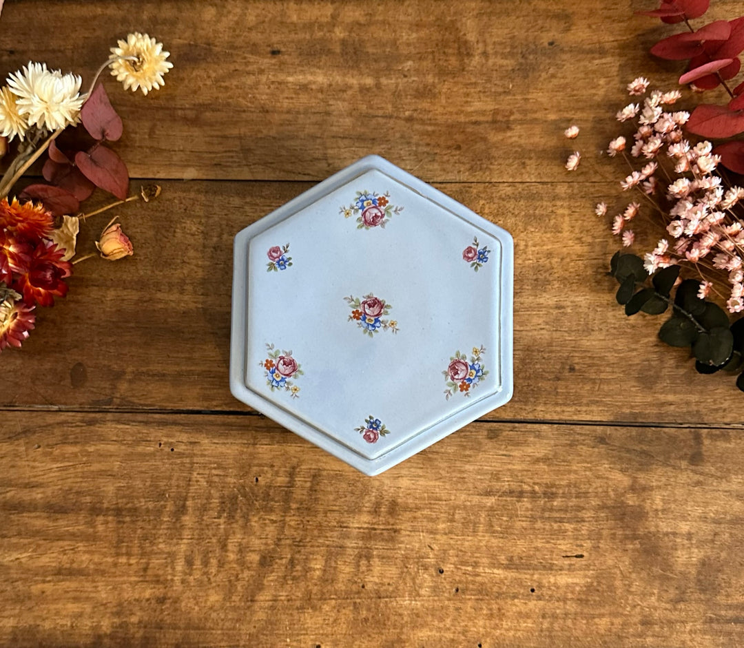 Bonbonnière en porcelaine bleue La St Uzienne