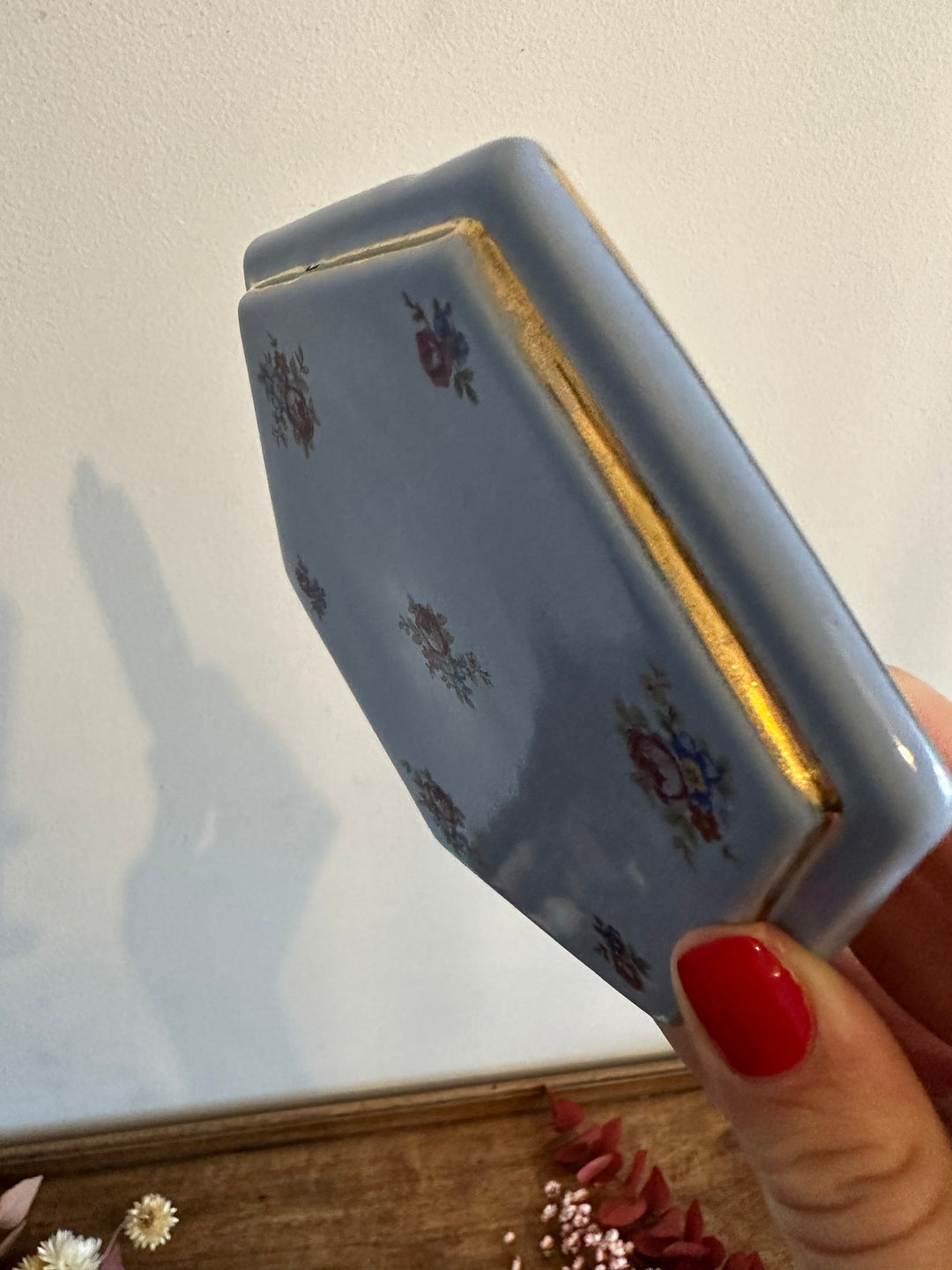 Bonbonnière en porcelaine bleue La St Uzienne