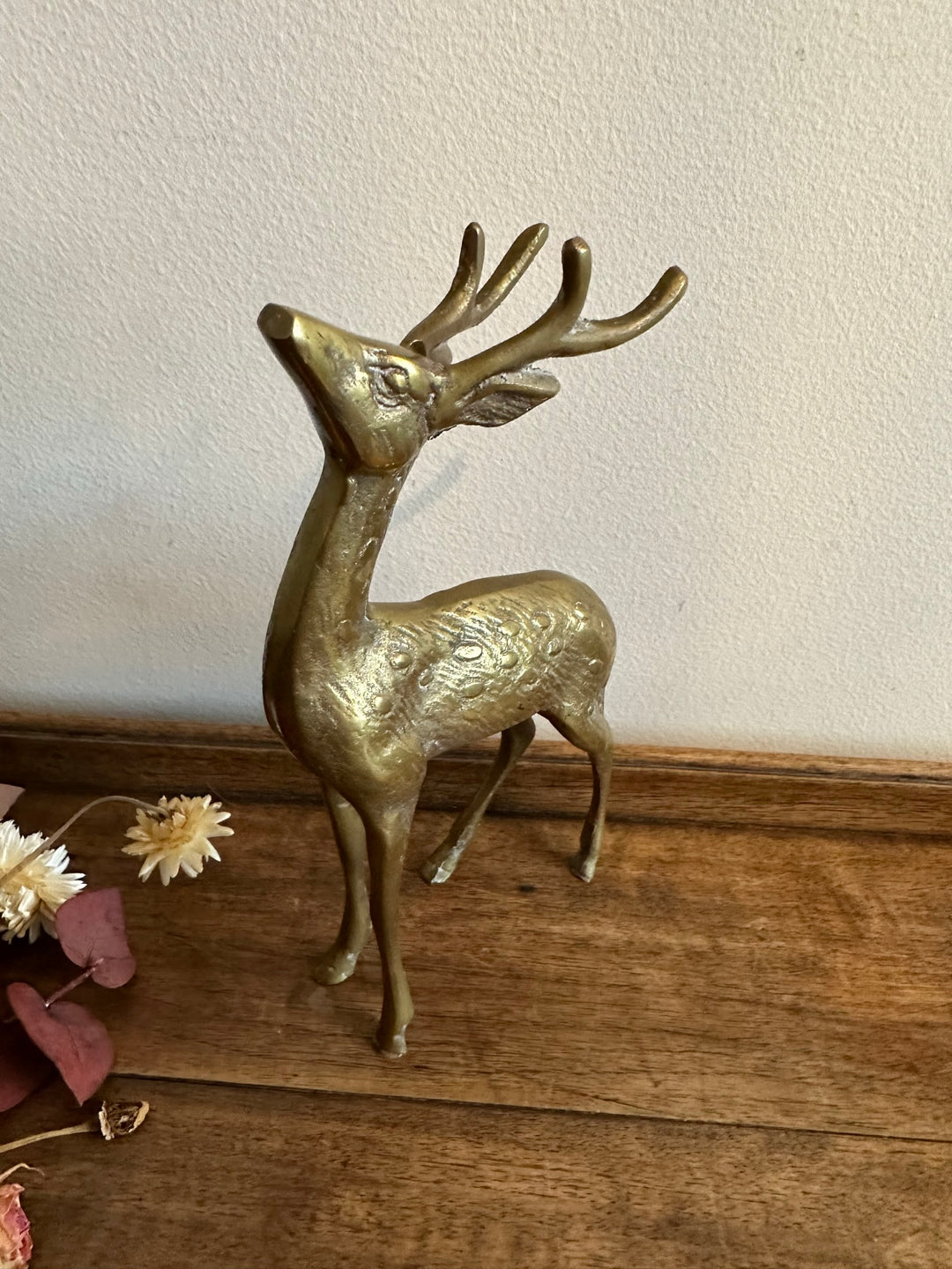 Cerf et biche en laiton doré