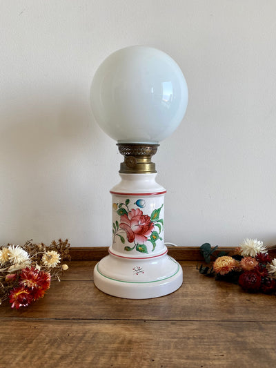 Lampe en céramique décor fait main style lampe à pétrole