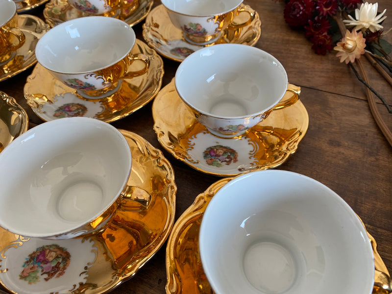 Service à café en porcelaine Bavaria modèle Tirschen doré