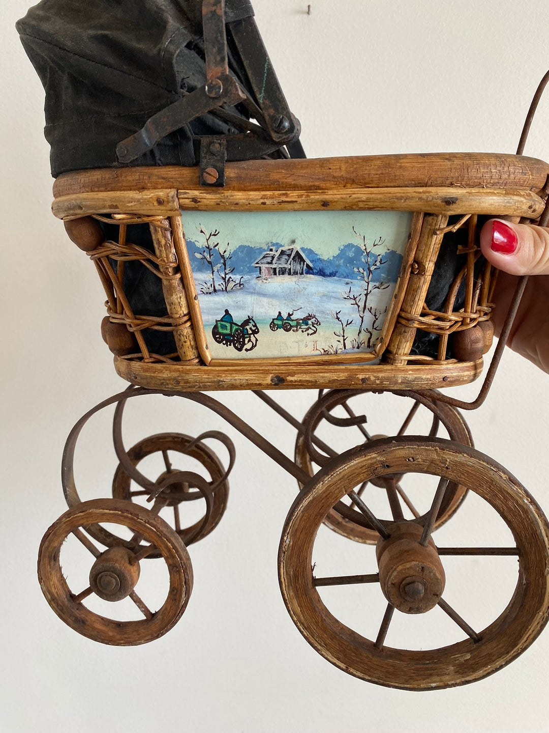 Landau poupée jouet vintage en bois