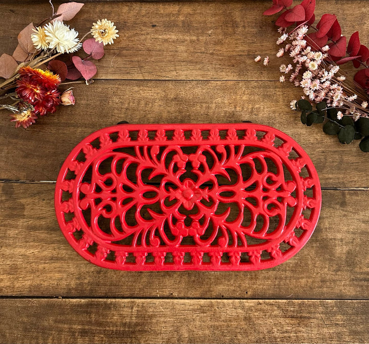 Dessous de plat en fonte peint en rouge