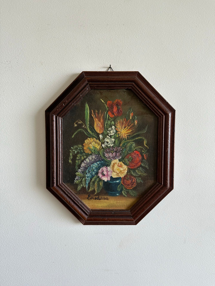 Peintures florales cadre en bois hexagonal