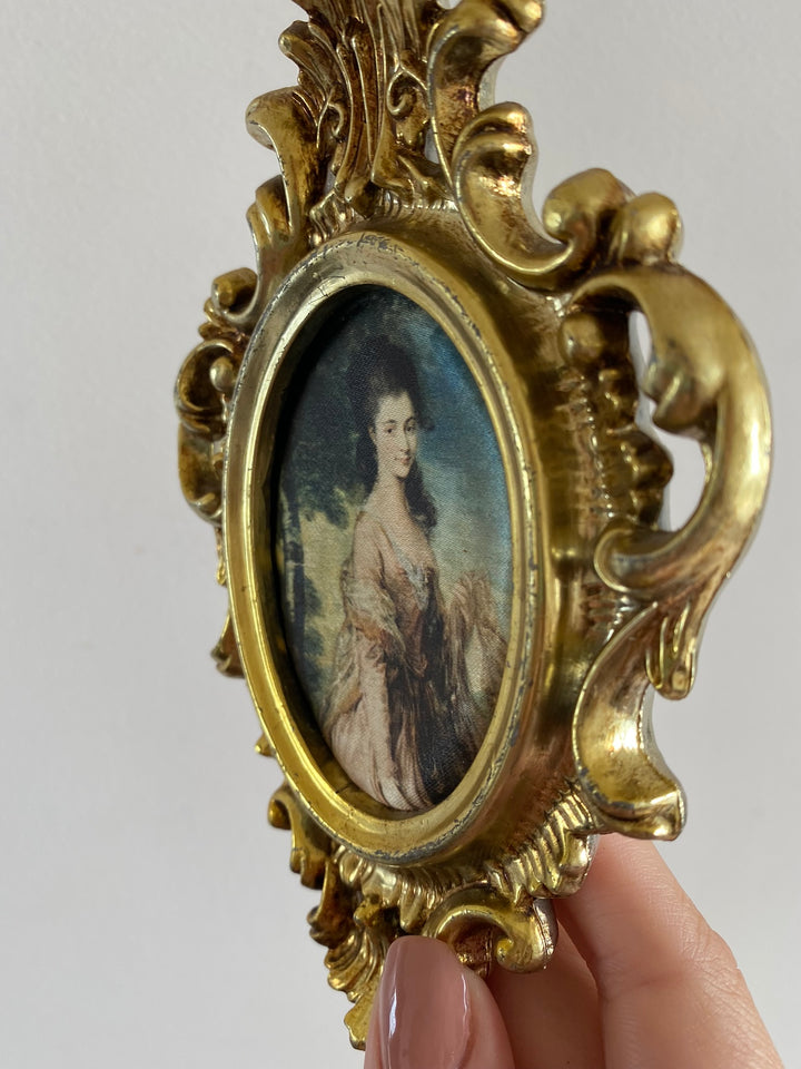 Médaillons baroques dorés brillants portraits d'époque impression sur tissu