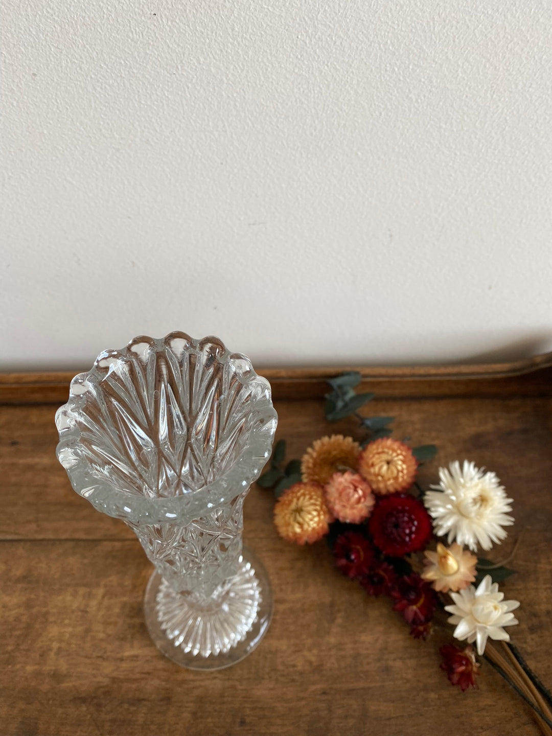 Soliflore en verre ciselé