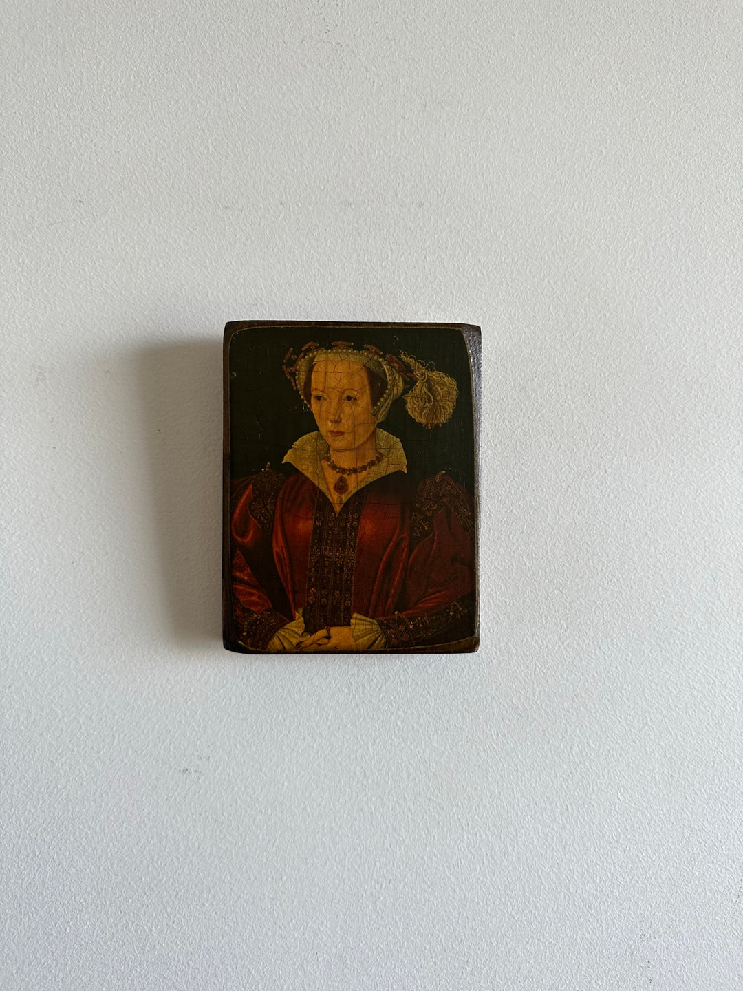 Icône pressée sur bois représentation des épouses d'Henry VIII