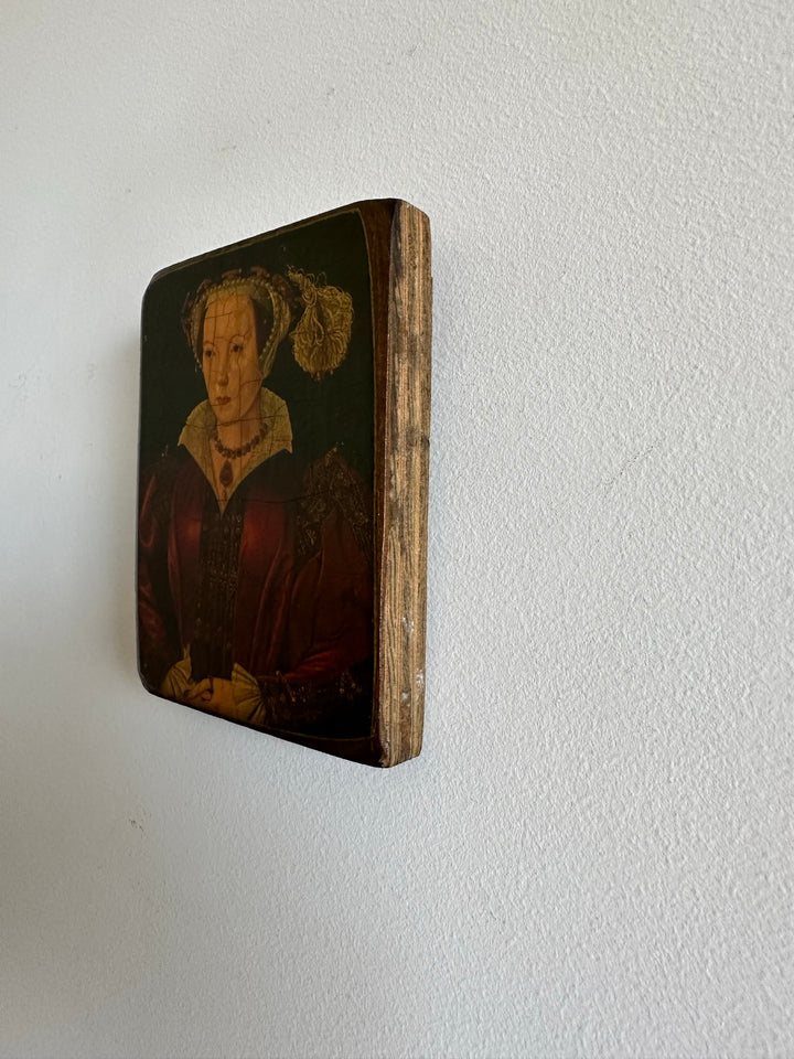 Icône pressée sur bois représentation des épouses d'Henry VIII