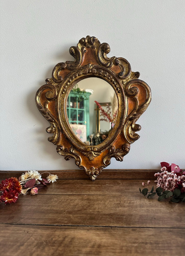 Miroir florentin or et orange années 50