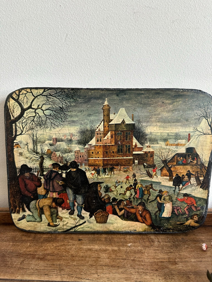 Représentation Les Patineurs sur bois épais