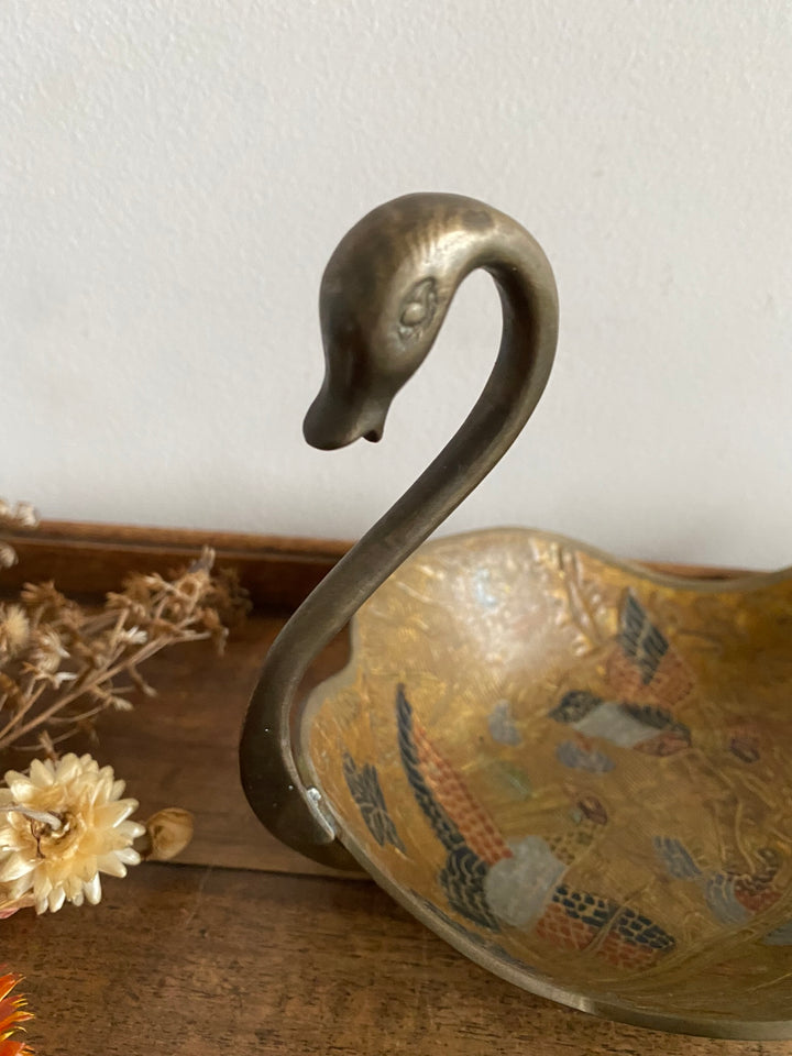 Cygne en laiton émaillé coupelle