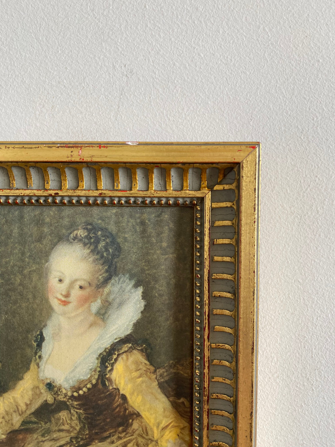 Représentation Fragonard et Reynolds sur tissu cadre doré rectangulaire