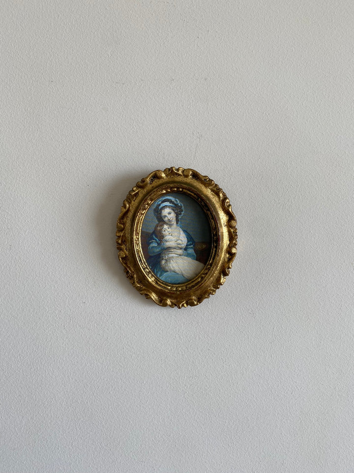 Représentation de l'autoportrait d'Elisabeth Vigée-Lebrun et sa fille cadre baroque