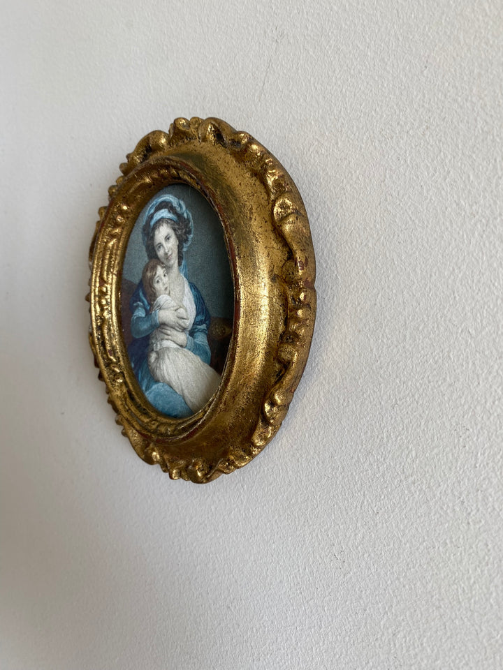 Représentation de l'autoportrait d'Elisabeth Vigée-Lebrun et sa fille cadre baroque