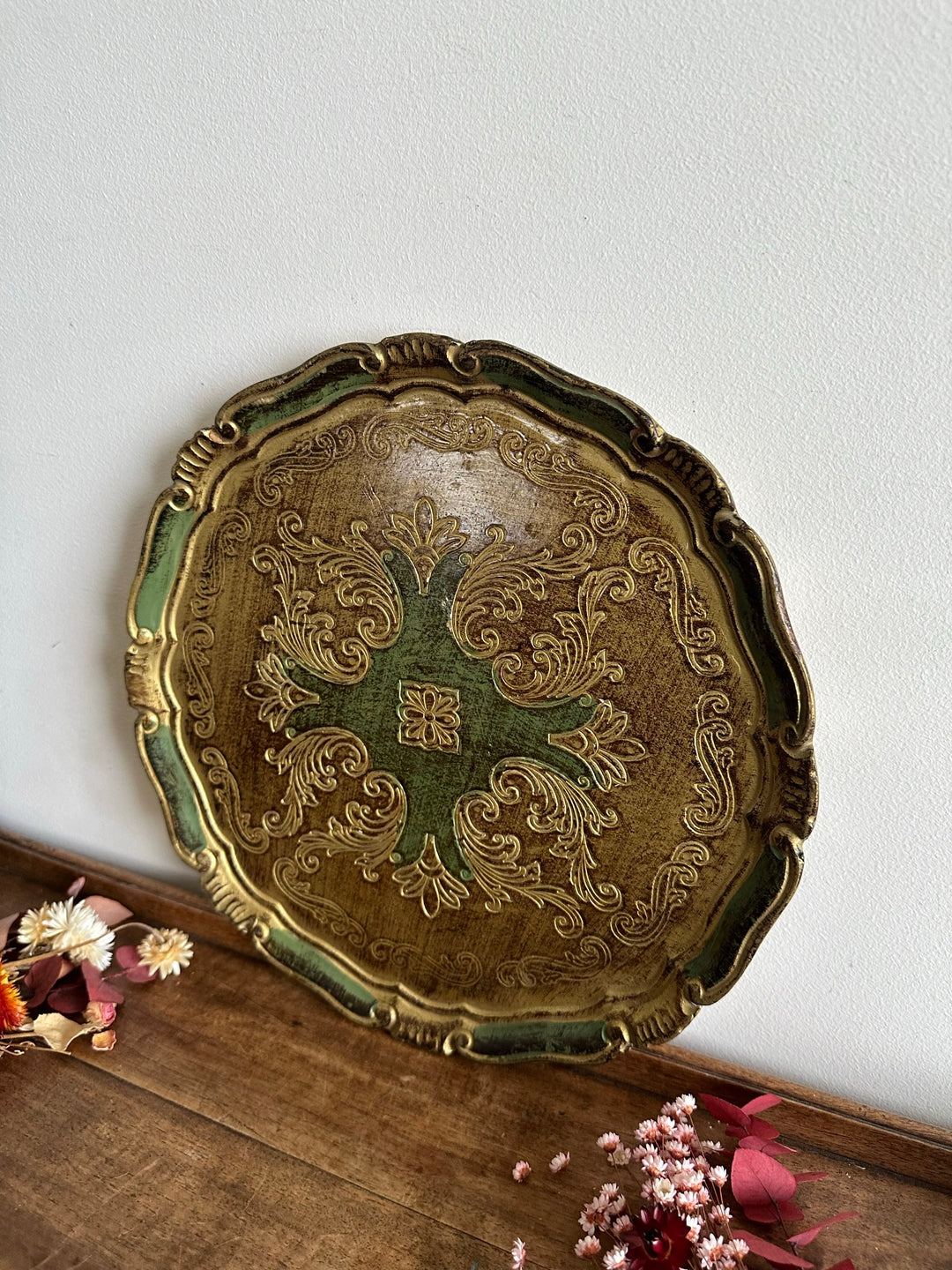 Plateaux florentins ronds en bois
