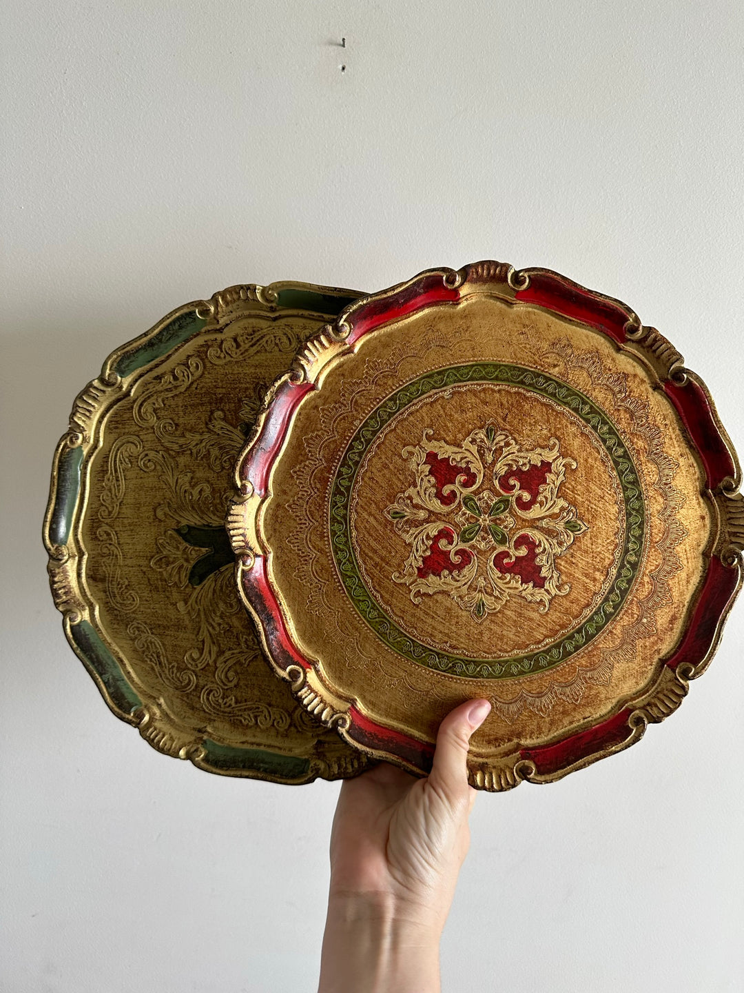 Plateaux florentins ronds en bois