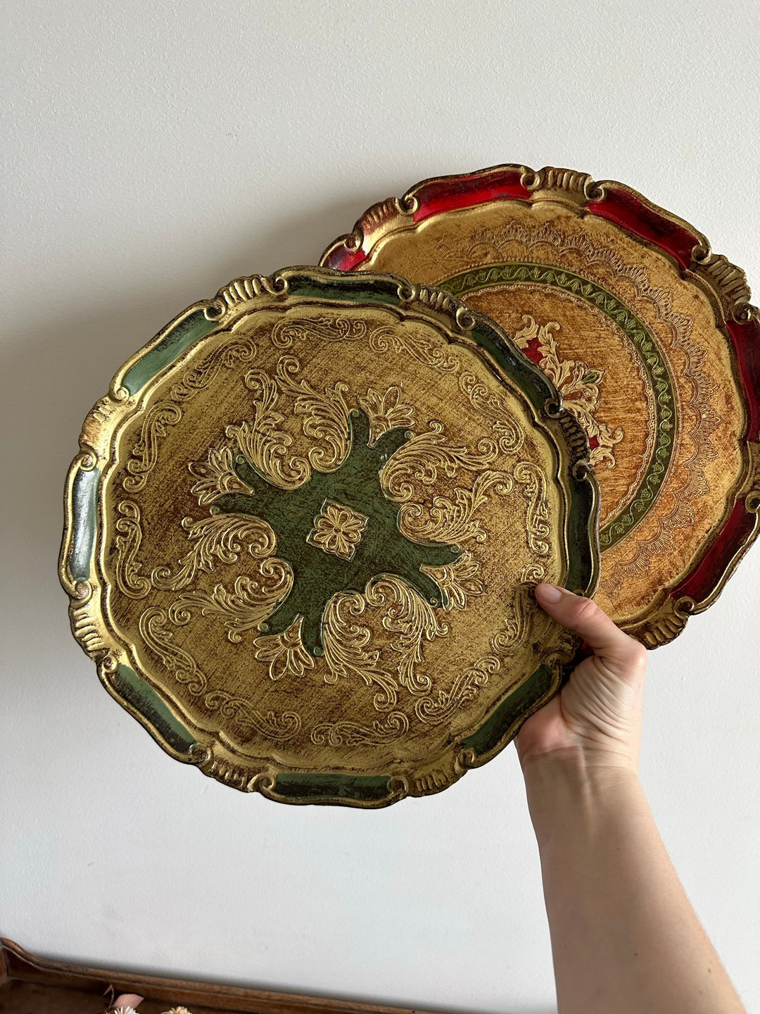 Plateaux florentins ronds en bois