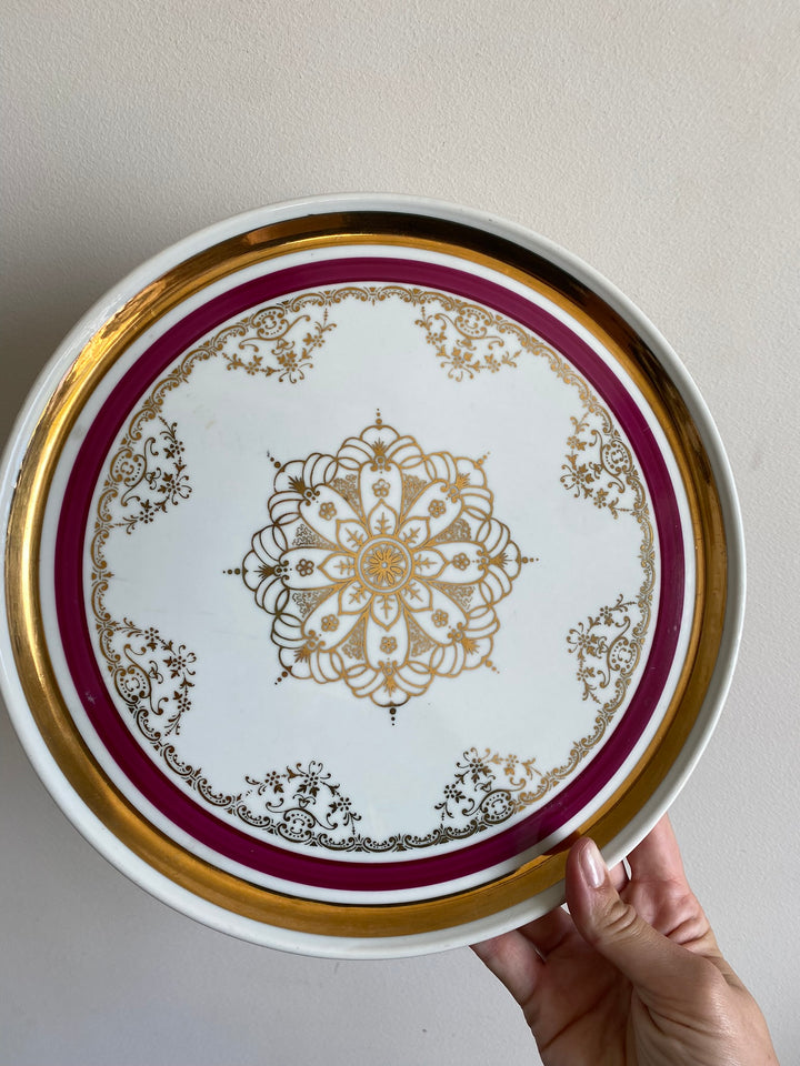 Plat et Pelle à tarte porcelaine bordure fuschia