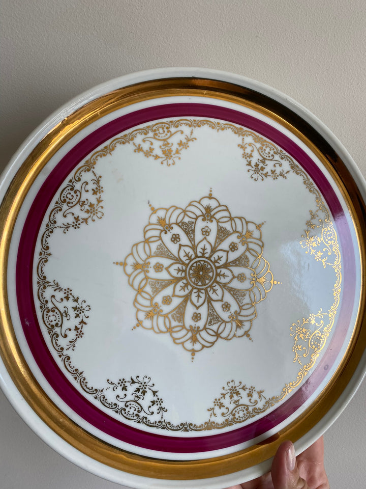 Plat et Pelle à tarte porcelaine bordure fuschia