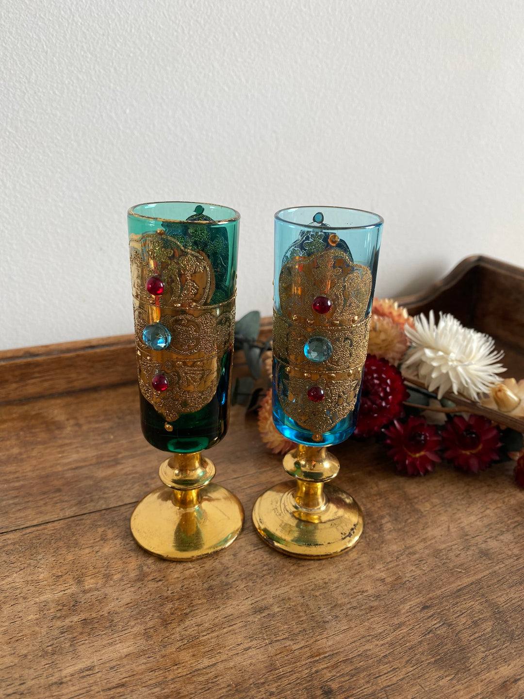 Verres sur pieds style murano Made in Italy