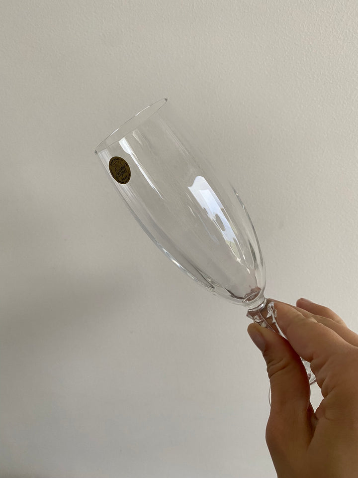 Flûtes à champagne à pieds en cristal d'Arques