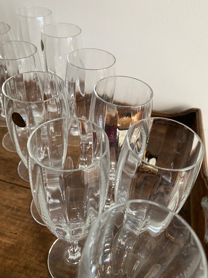 Flûtes à champagne à pieds en cristal d'Arques
