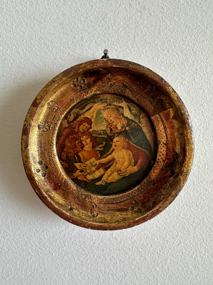 Médaillon Botticelli "Magnificat" cadre en bois doré