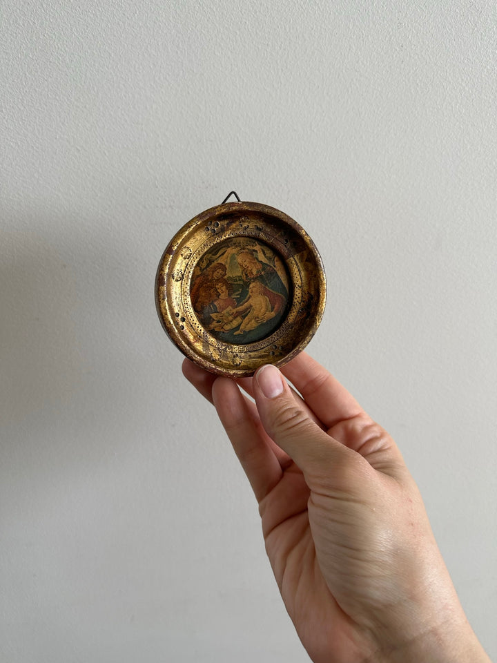 Médaillon Botticelli "Magnificat" cadre en bois doré