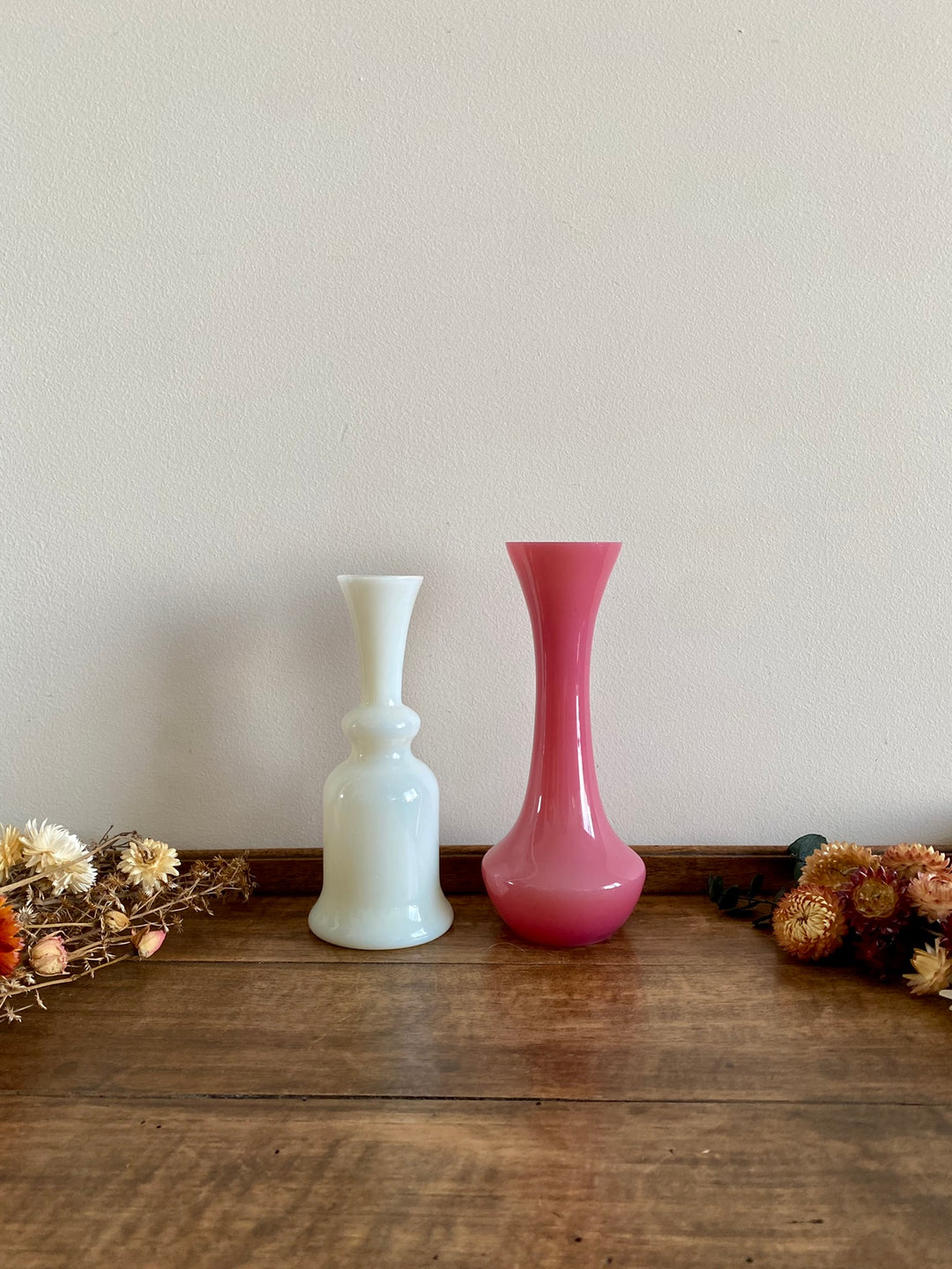 Vase en opaline soliflor rose