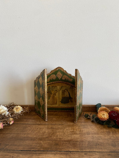 Triptyque religieux en bois style florentin