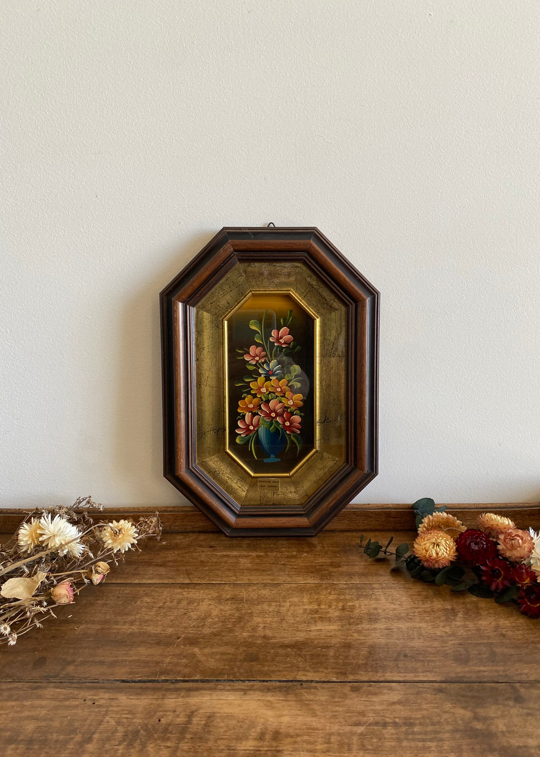 Peinture à l'huile sur cuivre dans cadre en bois