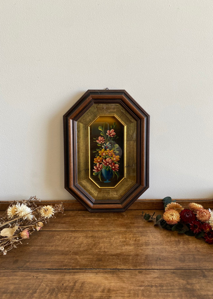 Peinture à l'huile sur cuivre dans cadre en bois